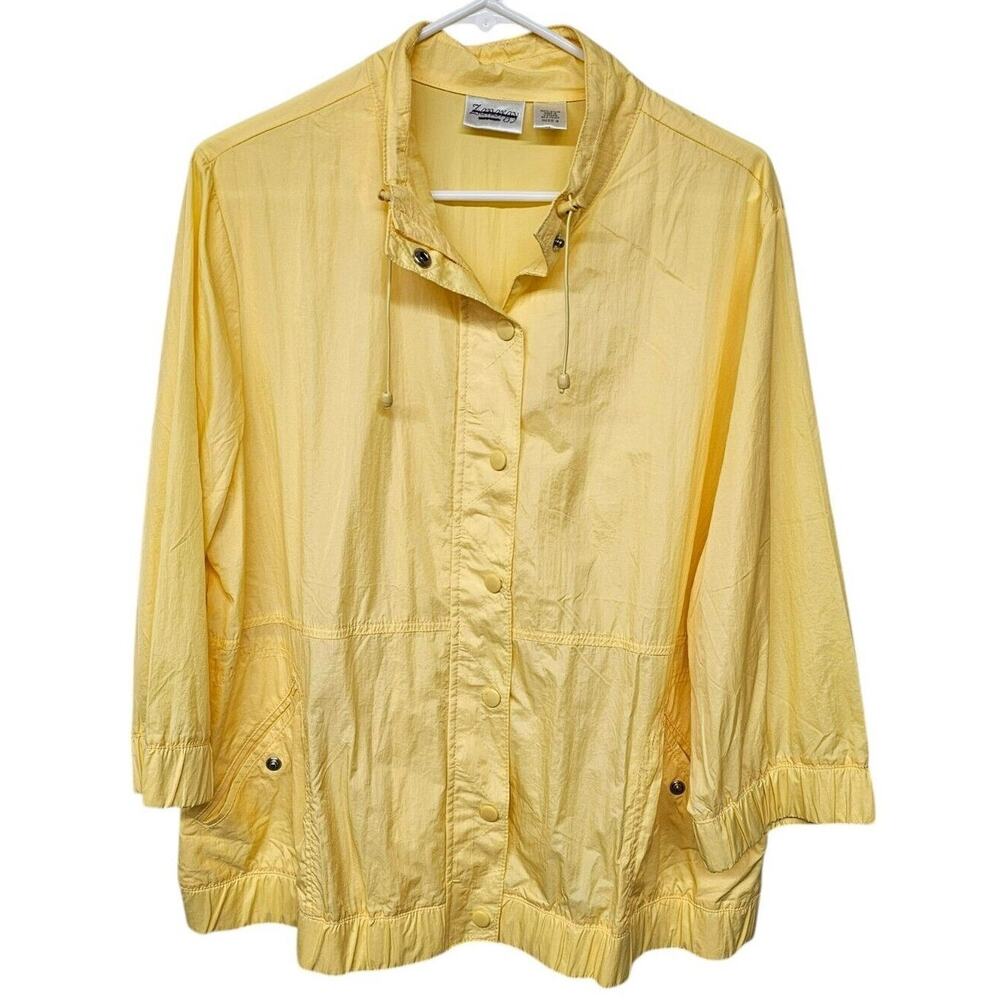 Chico’s Zenergy Windbreaker Jacket Women’s Size 3 (XL) Yellow 90s Retro Nylon